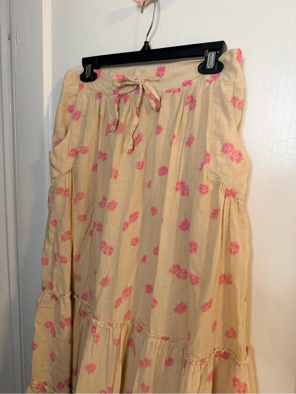 Old Navy Yellow Maxi Skirt with Pink Floral Print